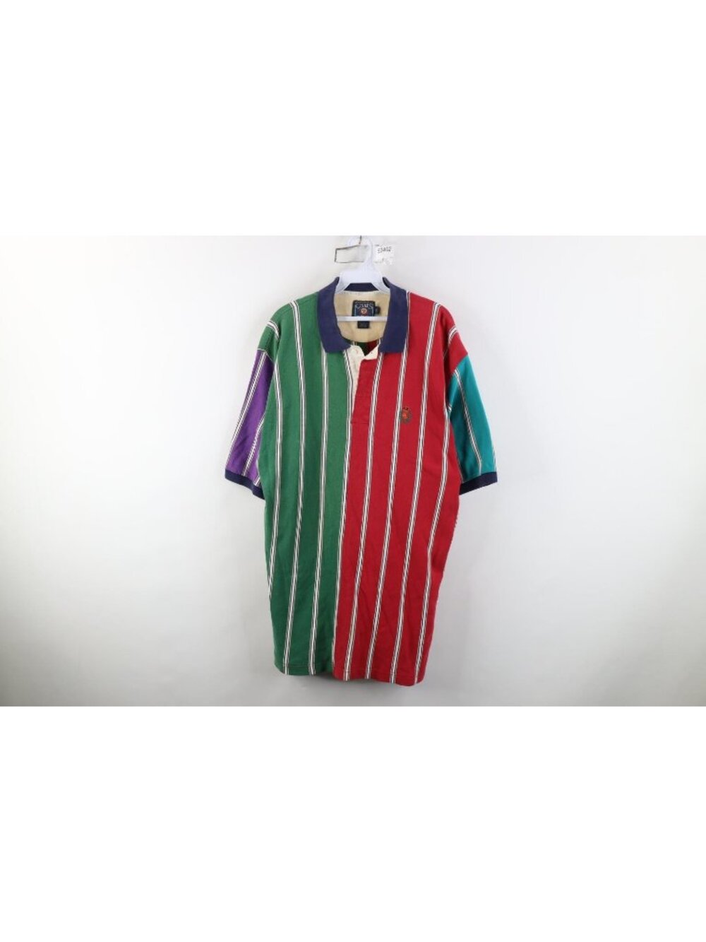 Vintage 90s Chaps Ralph Lauren Mens LT Rainbow Striped Rugby Polo Shirt Cotton